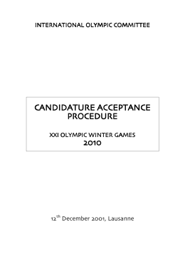 candidature acceptance procedure - International Olympic Committee