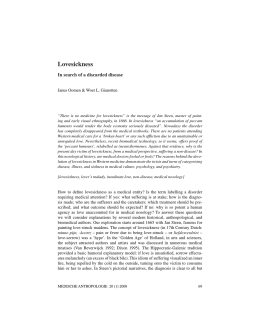Lovesickness - Medische Antropologie, Tijdschrift over Gezondheid