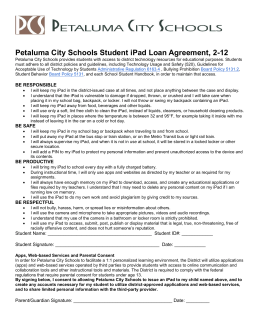 Petaluma City Schools Student iPad Loan Agreement, 2-12