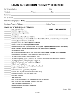 LOAN SUBMISSION FORM FY 2008-2009