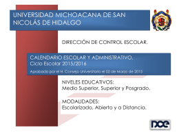 Calendario Escolar 2015-2016 - Universidad Michoacana de San