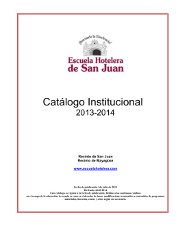 Catálogo Institucional - Escuela Hotelera de San Juan