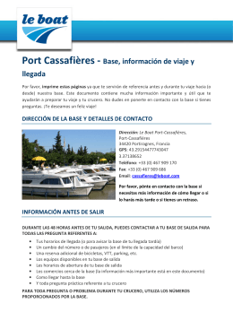 Port Cassafières - Base, información de viaje y llegada