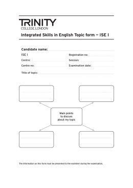 Integrated Skills in English Topic form — ISE I