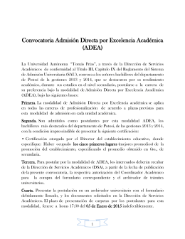 Convocatoria Admisión Directa por Excelencia Académica (ADEA)