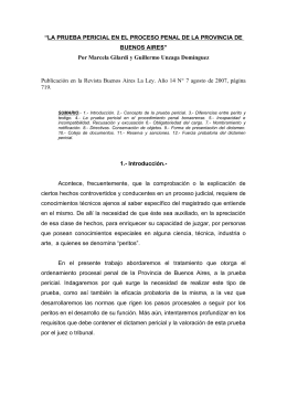 La prueba pericial en el proceso penal de la provincia de Buenos