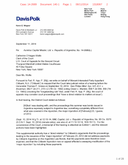 Citibank`s letter to the Second Circuit attaching transcript of 10