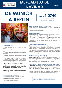 Mercado de Navidad. De Munich a Berlin desde 1.074€ + tasas
