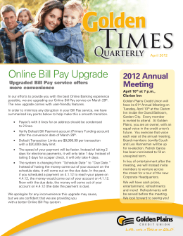 Online Bill Pay Upgrade - Golden Plains Credit Union