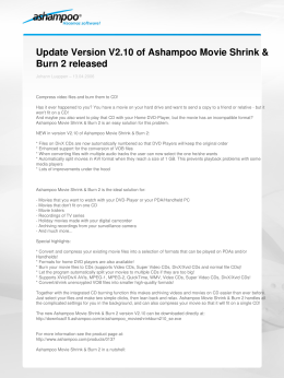 Update Version V2.10 of Ashampoo Movie Shrink & Burn 2 released
