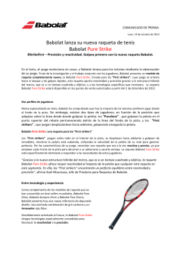Babolat lanza su nueva raqueta de tenis Babolat Pure Strike
