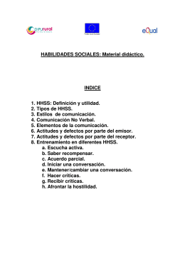 HABILIDADES SOCIALES: Material didáctico. INDICE 1. HHSS