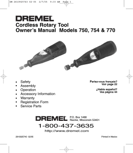 Cordless Rotary Tool Owner`s Manual Models 750, 754 & 770 1