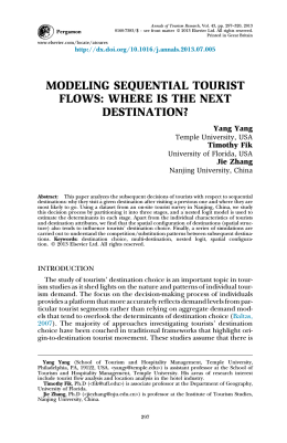 MODELING SEQUENTIAL TOURIST FLOWS: WHERE