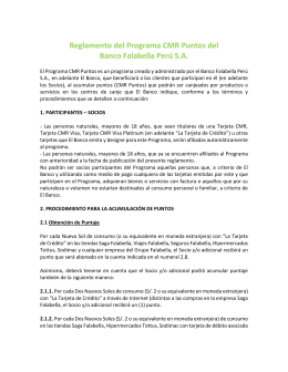 Reglamento del Programa CMR Puntos del Banco Falabella Perú S.A.