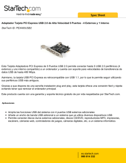 Adaptador Tarjeta PCI Express USB 2.0 de Alta Velocidad 5 Puertos