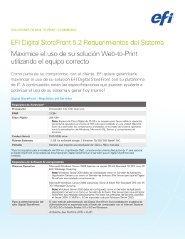 EFI Digital StoreFront 5.2 Requerimientos del Sistema