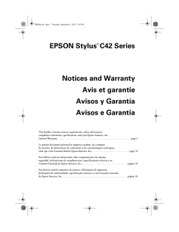 EPSON Stylus C42 Series Notices and Warranty Avis et garantie