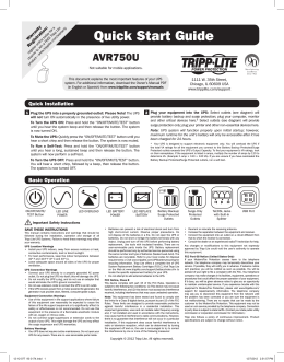 Owner`s Manual for AVR750U UPS System 933174