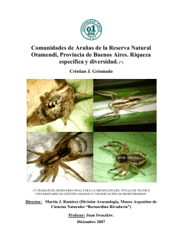 Comunidades de Arañas de la Reserva Natural Otamendi, Provincia