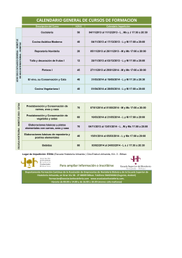 calendario de cursos - Escuela Superior de Hostelería Artxanda