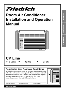 Room Air Conditioner Installation and Operation Manual CP Line