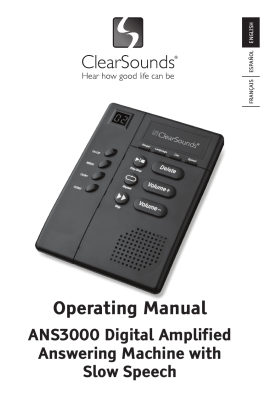 Operating Manual ANS3000 Digital Amplified Answering Machine