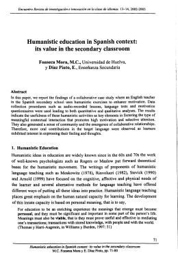 Humanistic Education in Spanish Context. Its Value in the