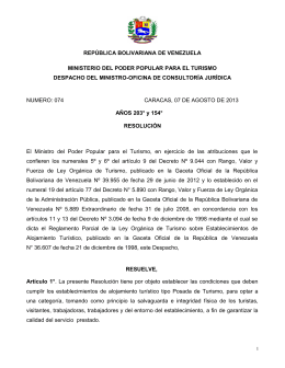 REPÚBLICA BOLIVARIANA DE VENEZUELA MINISTERIO
