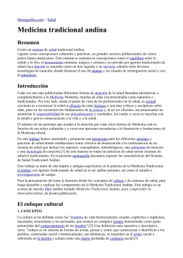 "Medicina tradicional andina", enero 2011 & "Definiciones