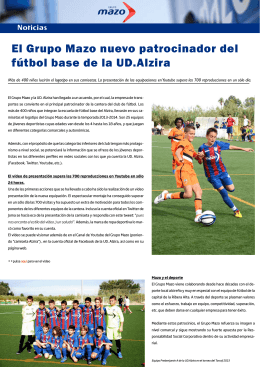 El Grupo Mazo nuevo patrocinador del fútbol base de la UD.Alzira
