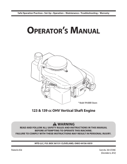 OPERATORTS MANUAL 123 & 139 cc OHV Vertical