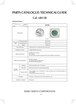 PARTS CATALOGUE / TECHNICAL GUIDE Cal. 6R15B