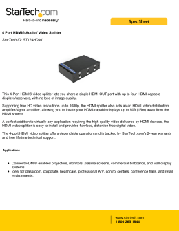 4 Port HDMI® Audio / Video Splitter StarTech ID
