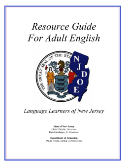 Resource Guide for Adult English Langauge Learners of New Jersey