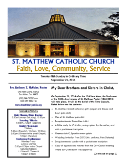 2014.09.21 Parish Bulletin - St. Matthew Catholic Church