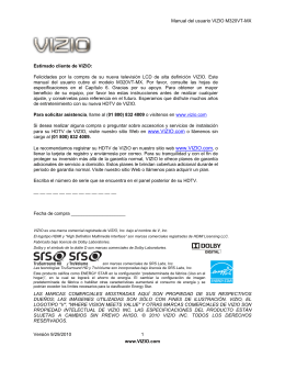 Manual del usuario VIZIO M320VT-MX Versión 9/29/2010 1 www