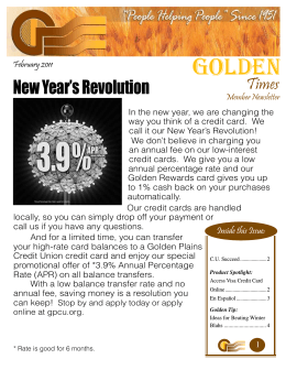 Golden Plains` VISA Credit Cards