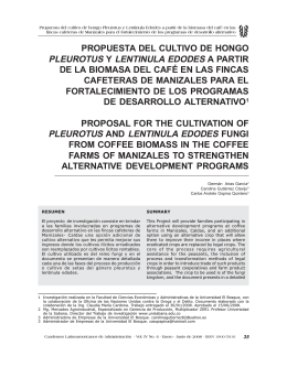 propuesta del cultivo de hongo pleurotus y lentinula edodes a partir