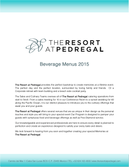 Beverage Menus 2015 - The Resort at Pedregal