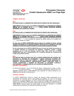 Principales Cláusulas Crédito Hipotecario HSBC con Pago Bajo