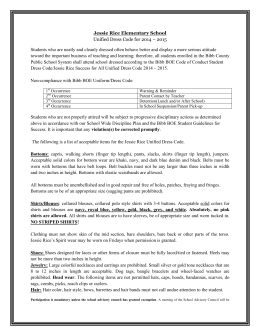 Jessie Rice Elementary School Unified Dress Code for 2014 – 2015