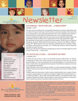Newsletter ISSUE 10 - Childhood Cancer Foundation of Southern