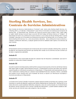 Sterling Health Services, Inc. Contrato de Servicios