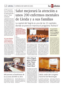 Salut mejorará la atención a unos 200 enfermos mentales de Lleida