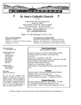 Parish Bulletin - St Ann`s Roman Catholic Church