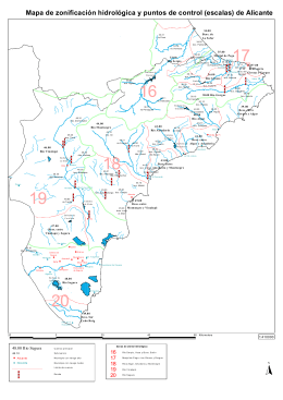 Mapa de zonificación hidrológica y puntos de control (escalas) de