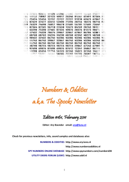 Numbers & Oddities a.k.a. The Spooks Newsletter