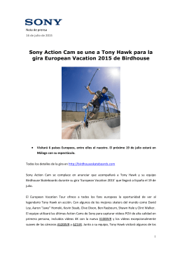Sony Action Cam se une a Tony Hawk para la gira European