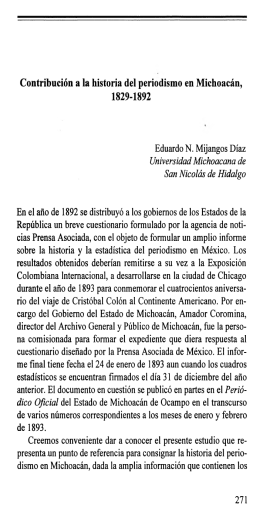 Contribución a la historia del periodismo en Michoacán, 1829-1892